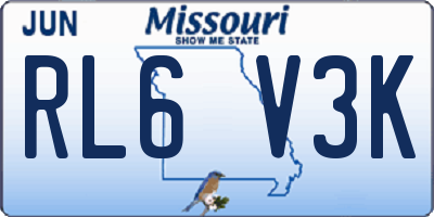 MO license plate RL6V3K