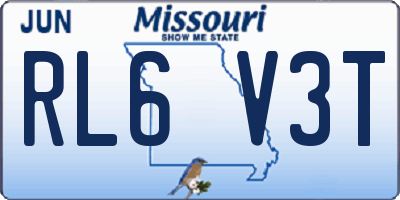 MO license plate RL6V3T