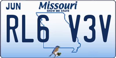 MO license plate RL6V3V