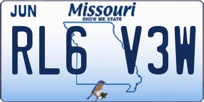MO license plate RL6V3W