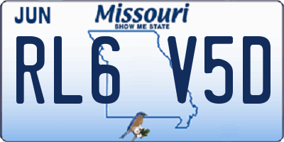 MO license plate RL6V5D