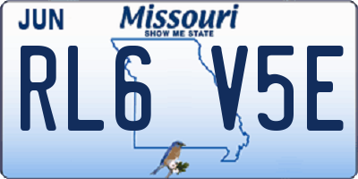 MO license plate RL6V5E