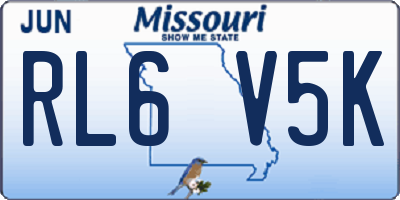 MO license plate RL6V5K