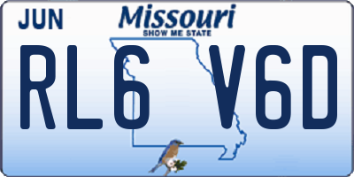 MO license plate RL6V6D