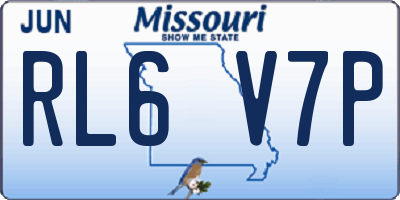 MO license plate RL6V7P