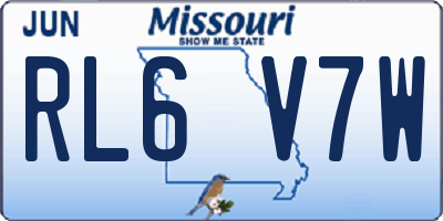 MO license plate RL6V7W