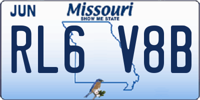 MO license plate RL6V8B