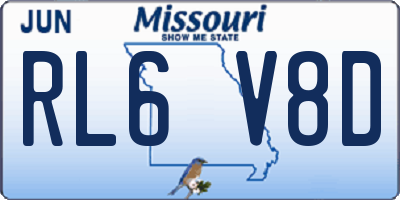 MO license plate RL6V8D