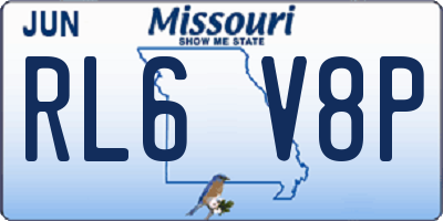 MO license plate RL6V8P