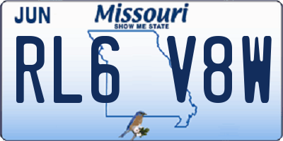 MO license plate RL6V8W