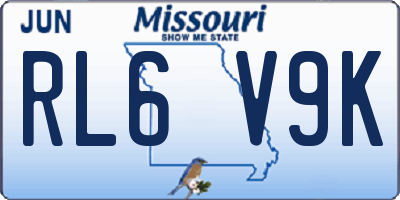 MO license plate RL6V9K