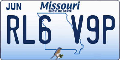 MO license plate RL6V9P