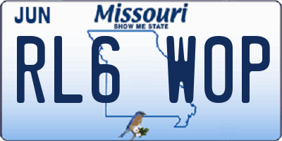 MO license plate RL6W0P