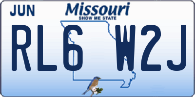 MO license plate RL6W2J