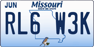 MO license plate RL6W3K