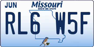 MO license plate RL6W5F