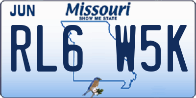 MO license plate RL6W5K