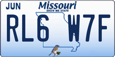 MO license plate RL6W7F