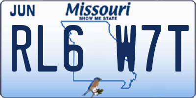 MO license plate RL6W7T