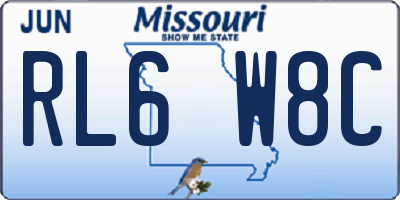 MO license plate RL6W8C