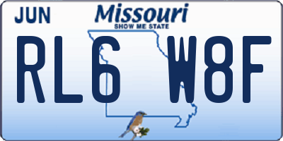 MO license plate RL6W8F