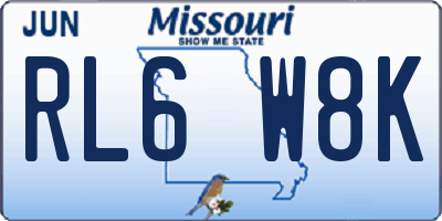 MO license plate RL6W8K
