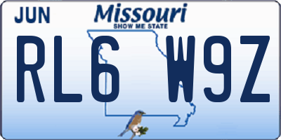 MO license plate RL6W9Z