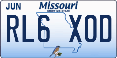 MO license plate RL6X0D