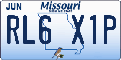 MO license plate RL6X1P