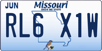 MO license plate RL6X1W