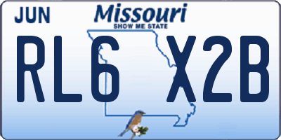 MO license plate RL6X2B