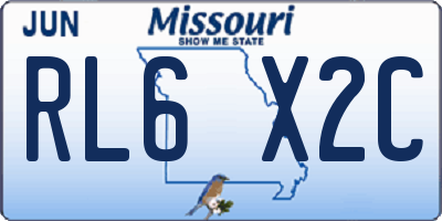 MO license plate RL6X2C