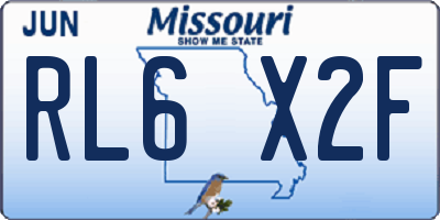 MO license plate RL6X2F