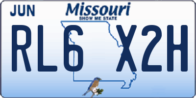 MO license plate RL6X2H