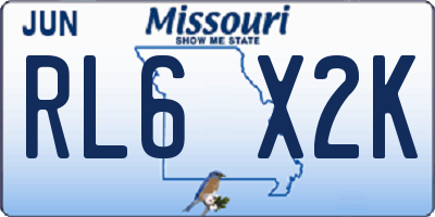 MO license plate RL6X2K