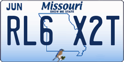 MO license plate RL6X2T