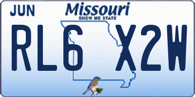 MO license plate RL6X2W