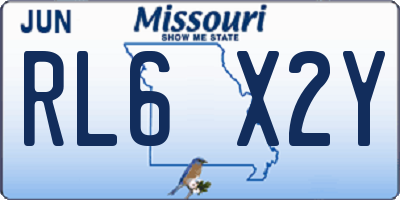 MO license plate RL6X2Y