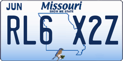 MO license plate RL6X2Z
