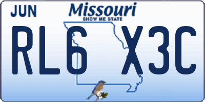 MO license plate RL6X3C