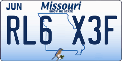 MO license plate RL6X3F