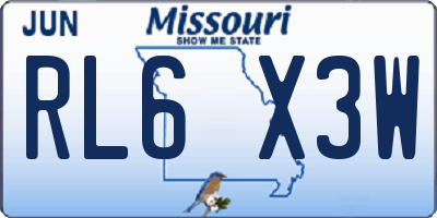 MO license plate RL6X3W