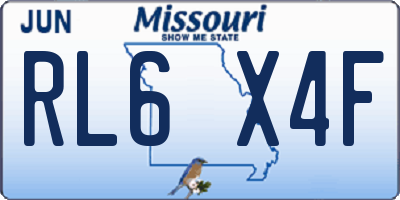 MO license plate RL6X4F