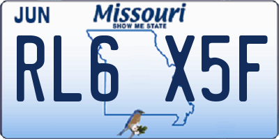 MO license plate RL6X5F