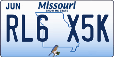 MO license plate RL6X5K