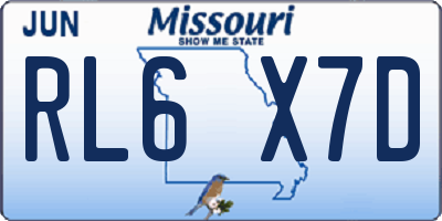 MO license plate RL6X7D