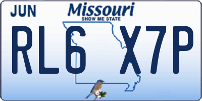 MO license plate RL6X7P