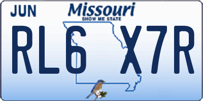 MO license plate RL6X7R