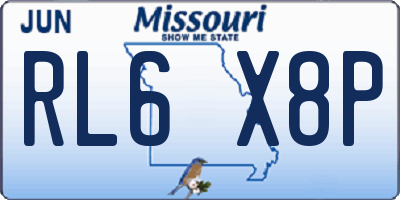 MO license plate RL6X8P