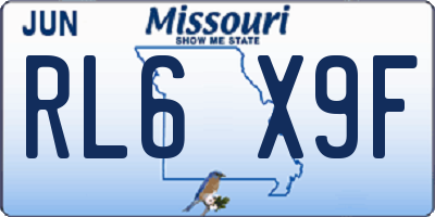 MO license plate RL6X9F